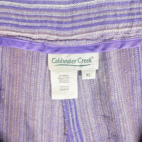 Coldwater Creek Linen Blend Striped Wide Leg Cropped Pants‎ Women's XL Boho - Picture 2 of 7